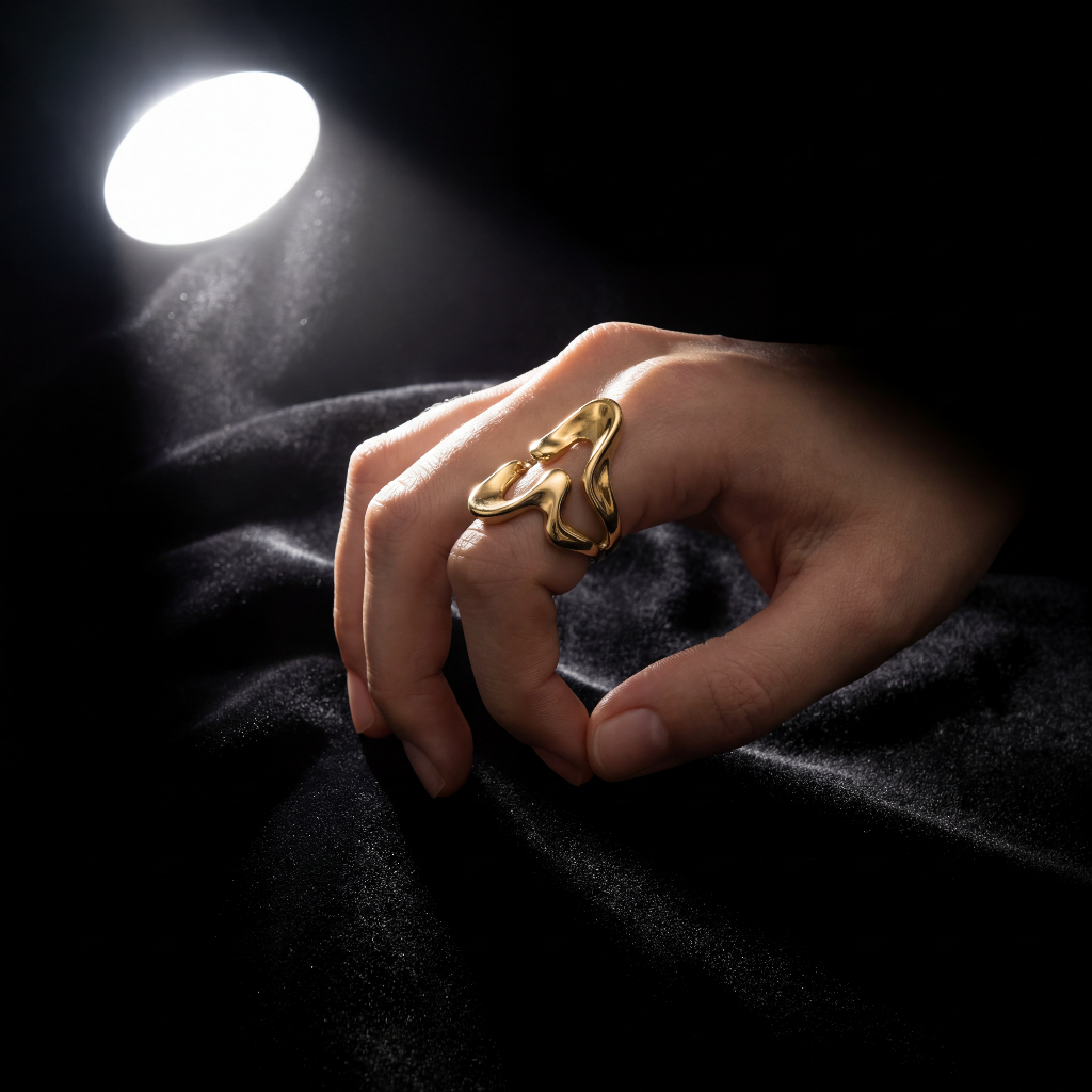 Flux Sculptural Ring — Solid Gold